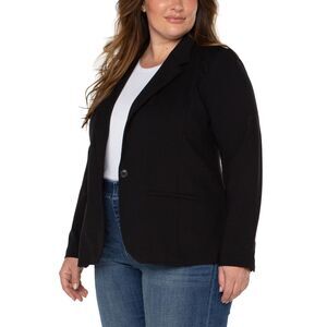 LIVERPOOL Black Modern 1 Button Stretch Fitted Blazer Jacket Size 3X